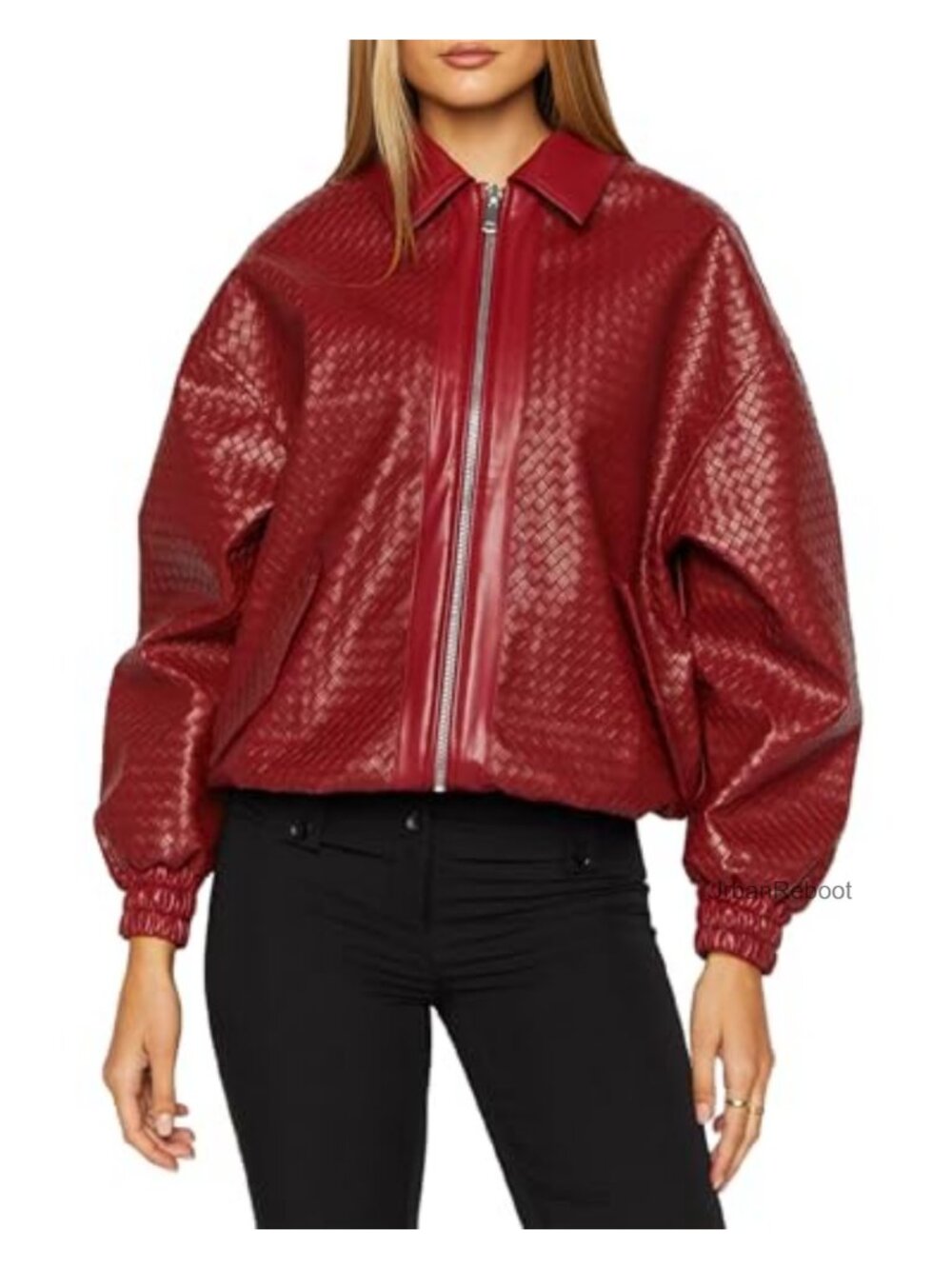 Faux Leather Zip Up Motorcycle Jacket Bomber Winter Coat Trendy Oversized